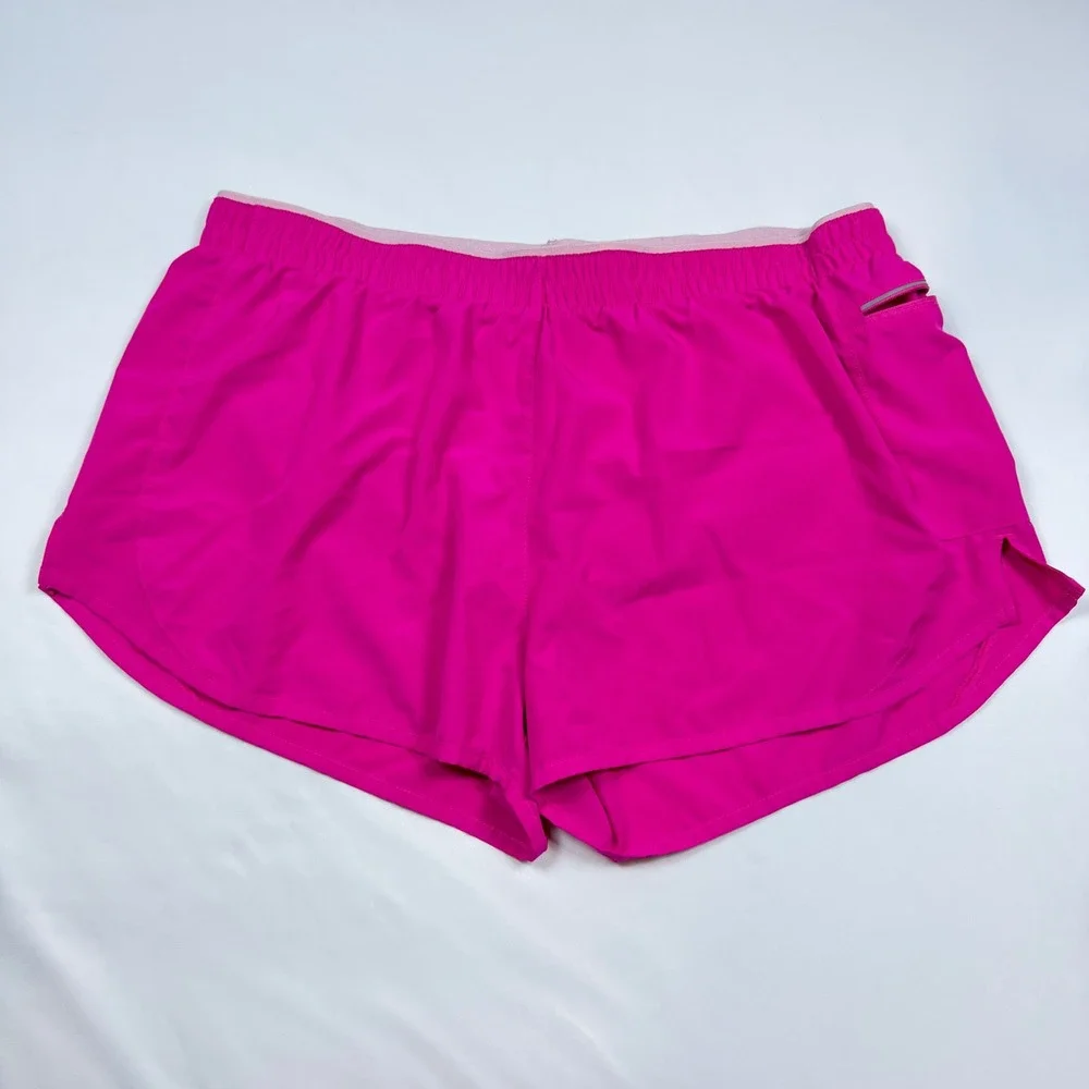 ASICS Running Shorts Womens XL Pink WA1SH2467 Athletic Lined Zipper Pocket